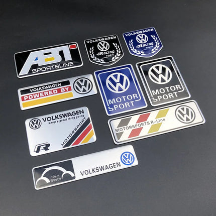 Volkswagen Series Aluminum Badge Car Body Stickers Decals For VW GTI Polo Golf Passat Tiguan Arteon Touareg Taigo Caddy Jetta CC