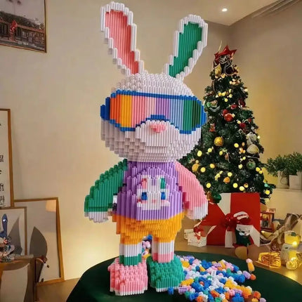 33CM Mini Colorful Rabbit 3D Model small particles Building Block Assembly Toy Cute Small Particle Puzzle Ornaments Kids Gift