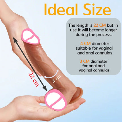 1pc 8.6inch Thrust Realistic Dildo Vibrator With 10 Telescopic And 10 Vibration Modes With Heating, Silicone Soft Realistic Remote Control Adult Sex Toy For G-spot Vibration Stimulation With Powerful Suction Cup