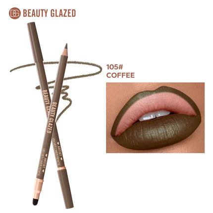 1pc Beauty Glazed Artist Velvet Lipliner Pencil With Sponge brush,Weightless Precise Liner with Super Soft Blendable Texture