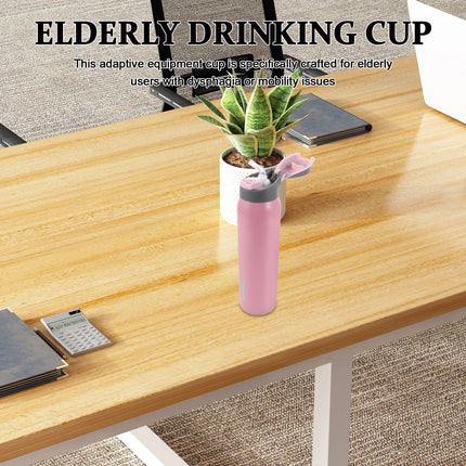 Adaptive Drinking Cup 350ml Spill-Proof Feeding Insulated Tumbler Dysphagia Cup with Straw Non-Spill Nursing Beakers for Elderly