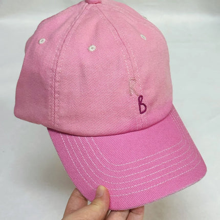 Casual Monogram Cotton Baseball Cap for Men and Women Hand-Dyed Soft Fabric Dad Hat with Hand-Embroidered Letters