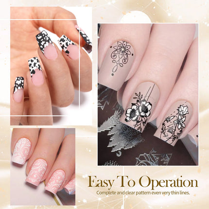 BORN PRETTY 2Pcs/Set 10ML Black White Nail Stamping Polish Varnish Gold Silver for Nail Art Plates Stamp Oil Stamping Series