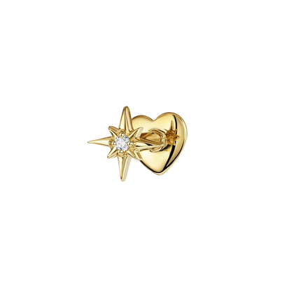 CANNER 1PC 925 Sterling Silver Crown Horse Eye Zircon Heart Flat Head Cartilage Piercing Stud Earring For Women Claasic Earring