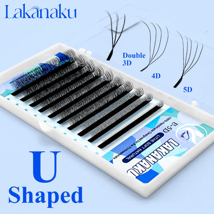 LAKANAKU 2D UU YY Lashes 3D 4D 5D W Fibras Tecnologicas Pestañas Shape U Eyelash Extension De Cils Premade Fans Lashes Extension
