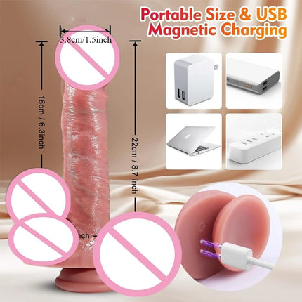 Realistic Soft Silicone Heating Telescopic Vibrator Dildo Masturbation Suction Cup Anal Plug Vaginal Massager Sex Toys for Women