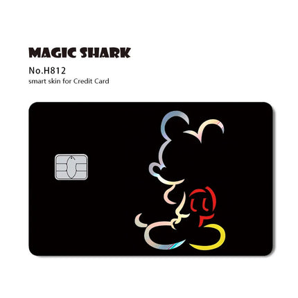Magic Shark Mickey Minnie Stitch Donald Duck Bear Princess Holographic Film Shinny Laser Skin Sticker for Debit Credit Card