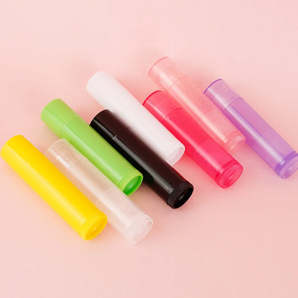 100pcs 5g Plastic Transparent Cosmetic Round Lip Balm Tubes Empty 5ml Oval Black Lipstick Tube Packaging Lip Balm Container