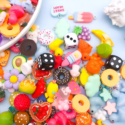 Random Assortment of Cartoon Charms: 10/20/30pcs Resin Pendants (Approx. 20mm), Resin Accessories for Kids' Handmade Jewelry.