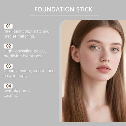 ZEPHOCO 2-in-1 Color Changing Foundation Stick Long Lasting Moisturizing Lightweight Foundation High Concealer Power Makeup