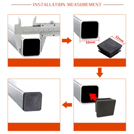 Black Plastic Square Oblong Pipe Plug 13x13mm~100x100mm Insert Table Chair Furniture Foot Cover Anti Slip Blanking End Cap