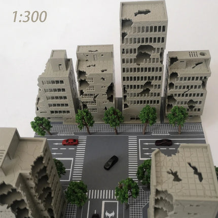 1:300 Simulation Miniature Building Model Battle Damaged City Hifh-rise House Models DIY Military Landscape Assembling Toys 1PCS