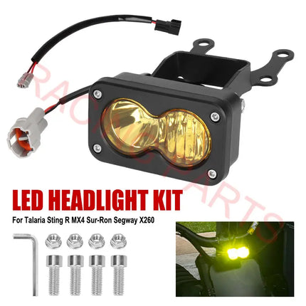 For SurRon Light Bee X Segway X260 Talaria Sting MX4 MX3 Plug N Play 20W Headlight Switch White Spot Flood Led Pod Combo Kit