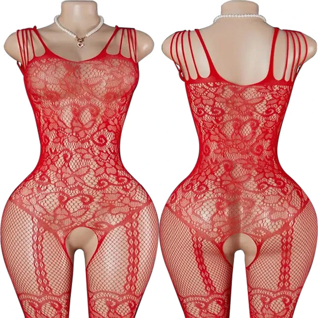 Off Shoulder Open Crotch Underwear Set Black Fishnet Hollow Bodystockings Sexy Crotchless Lingerie Women Erotic Teddy Bra Sets