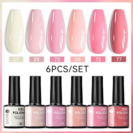UR SUGAR 7ml All Season Gel Nail Polish Set Nude Pink Red Glitter Semi Permanent UV Gel Kits All For Manicure Soak Off Vernis