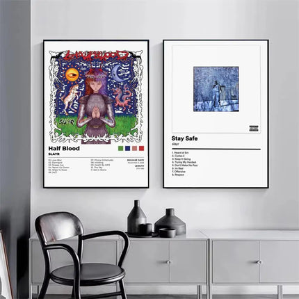 Famous SInger S-Slayr Poster Modern Minimalist Wall Art Prints for Bedroom Living Room Home Decor Interior Gift
