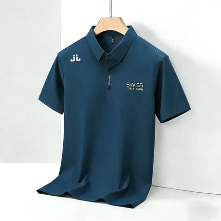 Breathable Men's Polo Shirts Solid Color Embroidered Logo Short Sleeve Casual Sports Summer Top