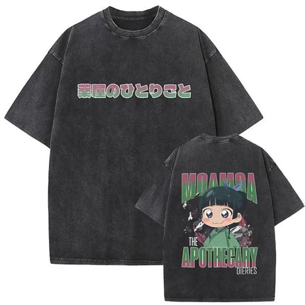 Japanese Anime The Apothecary Diaries Washed Vintage T Shirt Maomao Graphic T-shirt Men Women Cartoon Manga Funny T-shirts Tops