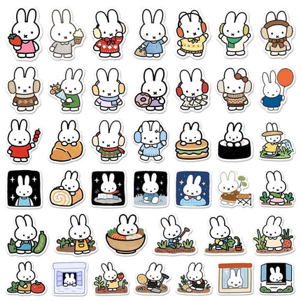 80PCS Kawaii Miffy Cute Sticker Decoration Card DIY Water Cup Phone Refrigerator Luggage Waterproof Stickers Gift Toy for Girl