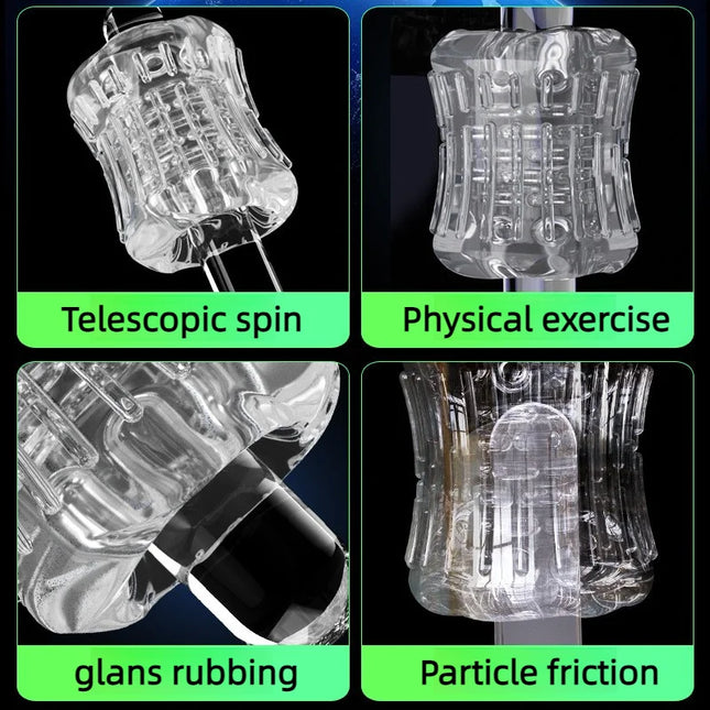 Male Masturbator Soft Pussy Penis Sleeve Sex Toys Transparent Crystal Vagina Adult Goods for Men Textured Tunnel Pocket Pussy