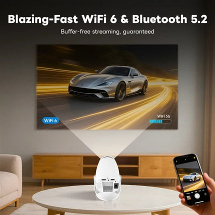 Newly HY900 Smart Projector 4K Decoding BT5 0 Dual Wi Fi 6 290ANSI Brightness Ideal for Home Theater Outdoor Movie Watching