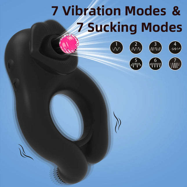 Sex Toys for Couple 7 Frequency Sucking Vibrator Sex Shop Penis Ring Clit Sucker Cock Ring Adult Products Scrotum Massager