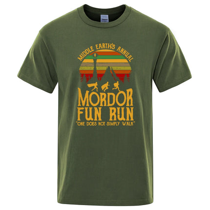 Middle Earth'S Annual Mordor Fun Run Print T Shirt Men Women Tshirts Summer Cotton Tops Cotton Loose Street Hip Hop T-Shirts