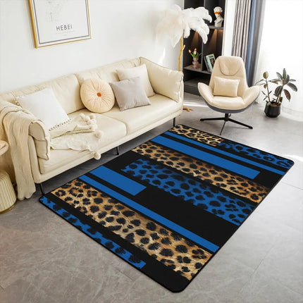 Striped Red Leopard Area Rug, Color Block Wild Animal Hide Print, Non-Slip Washable Mat for Living Room Sofa Dining Room Indoor