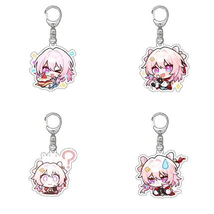 Honkai: Star Rail Anime Figure Acrylic Keychain Dan Heng Feixiao Firefly Model Plate 4pc/set Keyring Game Fans Gift