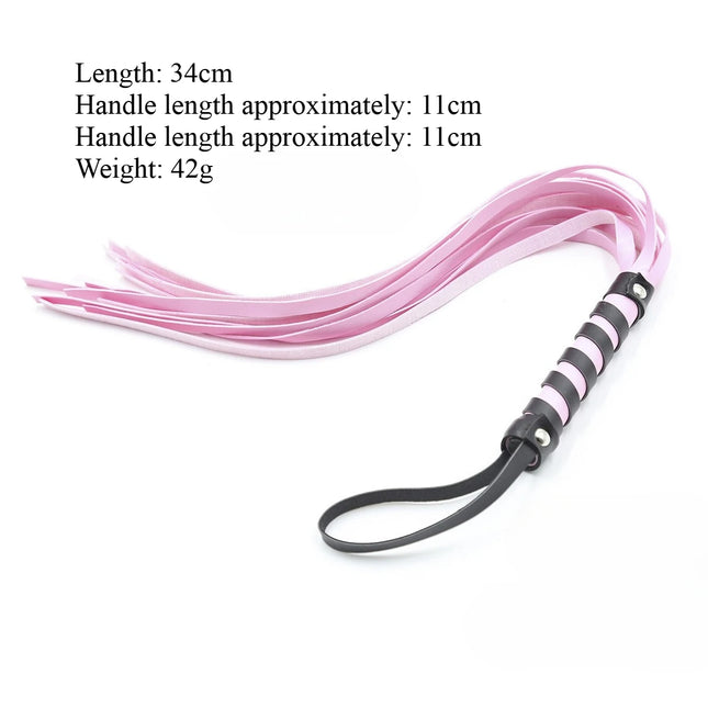 Pink Leather Flogger BDSM Bondage Whip Spanking Slapper for Women Men Adult Games Sex Toy Fetish Role Play Discipline Gear