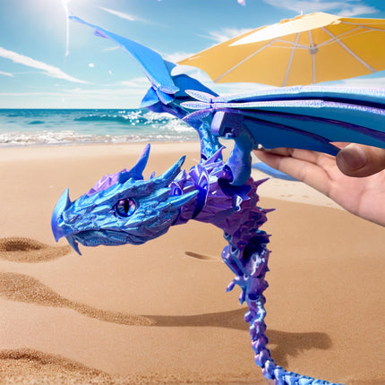 42Cm/16.54In Finger-Biting Dragon Moveable Joints Animal Model Home Desktop Decoration Ornament Gift Collectible Statue