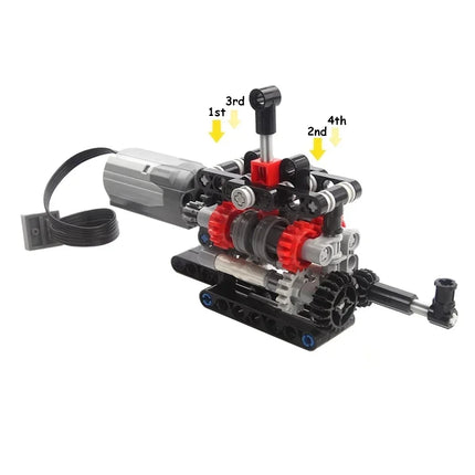 MOC DIY 4 Speed Gearbox Building Blocks Technical Model M Motor Manual Transmission STEM Educational Toy Power Functions