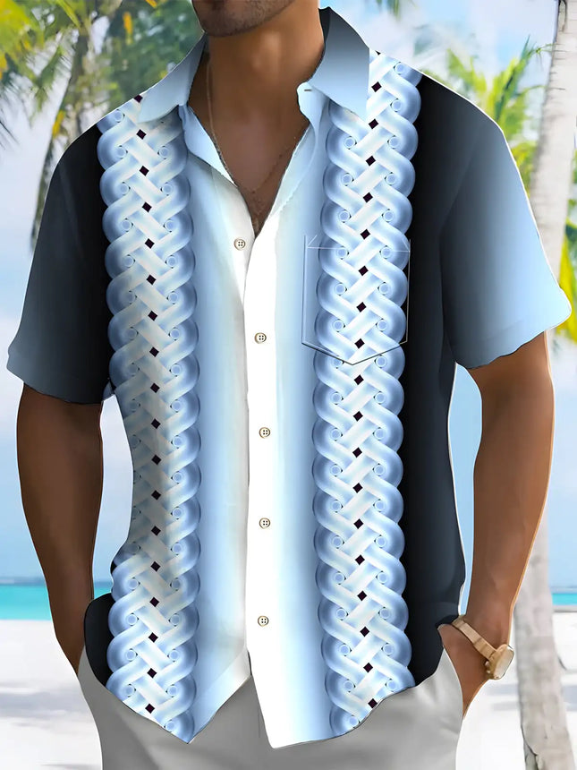 New Hawaii Spring/Summer Fashion Leisure Street Walk Tourist Beach Printed Full Open Short Sleeve Button Shirt, Quick Shipping