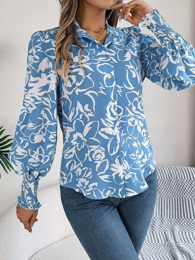 VigoCasey 2025 Female Elegant Single Breasted Shirt Women Casual Long Sleeve Top Spring Autumn Office Lady Print Tops Clothes