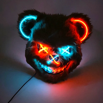 Halloween Light Up Horror Mask Glowing Bloody Bear Killer Mask Flashing Neon Scary Bear Mask for cosplay mask purim props