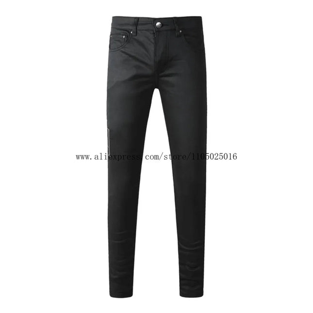 Fashion Americans Brands Men's Jeans Luxury Streetwear Holes Long Trousers Quality Male Stretch Slim Pants Skinny Trousers