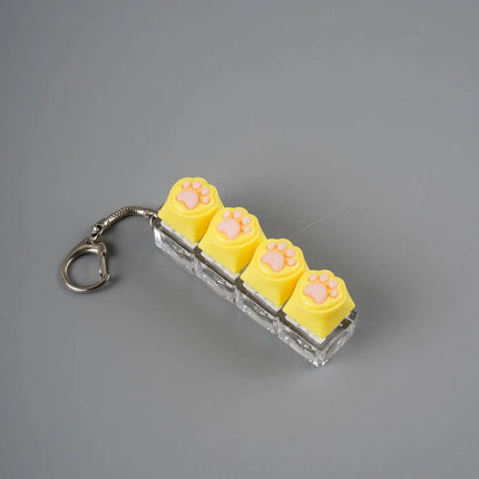 Cat Claw Button Decompression Toy Mechanical Keyboard 4-Key Shaft Tester Luminous Decompression Button Keyboard Keychains