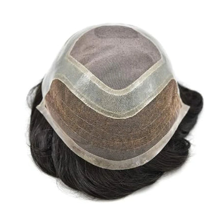 Male Toupee Front Lace PU Wigs for Men Indian Remy Human Hair Wigs Swiss Lace Capillary Prosthesis Natural Hair System Hairpiece