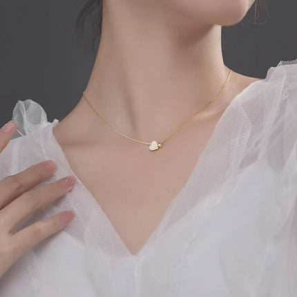 925 Sterling Silver Heart Necklace Personality Charm Geometric Shape Pendant Choker Birthday Gift for Women Exquisite Jewelry