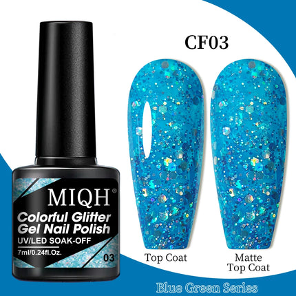 7ml Gel Polish, Blue Gel Nail Polish Fall Winter Colors Ice Blue Green Series Gel Polish Dark Blue Navy Blue Sparkle Soak Off UV
