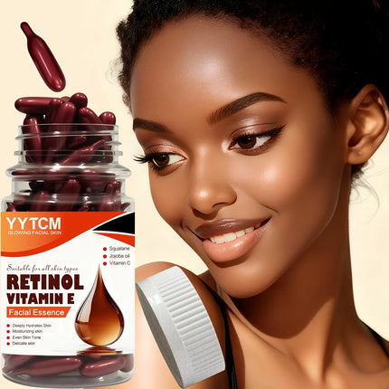 Retinol Vitamin E Deep Moisturizing Capsule Essence, Hydrates, Firms, and Smooths Skin, Contains Plant-Based Squalane, Vitamin C, Deep Hydration and Brightening Skin Essence (0.4Gx90 Capsules)/Bottle-1 Bottle