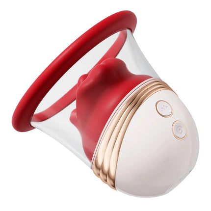 Licking Sucking Breast Vibrator Breast Massager 10 Modes Tongue Vibration and Suction Ergonomic Silicone Cup for Nipple Pleasure