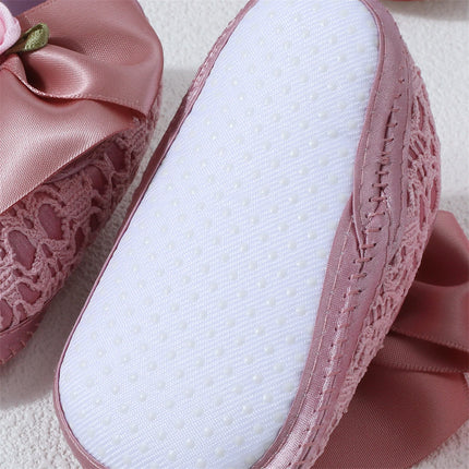 0-12months Infant Girls Princess Shoes Floral Bow Decor Lace  Non-slip Shoes  for baby girls
