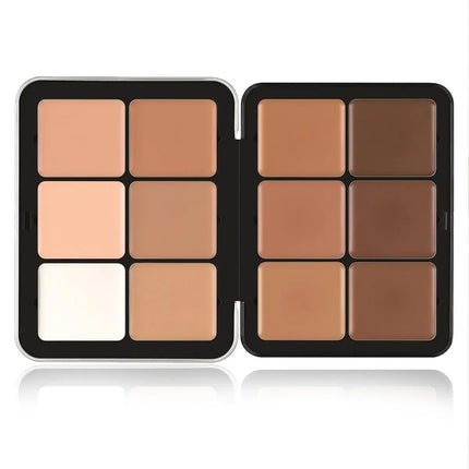 12 Colors Concealer Multi-Purpose Makeup Brightening Not Stuck Powder Contour and Highlighter Palette Bronzer Cream Palette