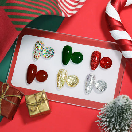 BORN PRETTY 6PC 6ml Red Green Glitter Nail Polish Set Christmas Carnival Gold Silver Quick Dry Manicure DIY Home Salon Nail Kit