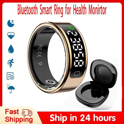 R11C Display Screen Smart Ring Men Women Gesture Swipe Video Smartring Charging Case Health Monitor Waterproof For Android IOS