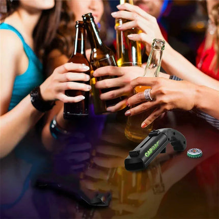 1/2/4Pcs Bottle Opener Portable Cap Gun Creative Flying Cap Launcher Beer Opener Bar Tools Beverage Opener Shaped Cap Opener