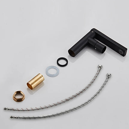 Modern Black Polished Bathroom Sink Faucet Deck Mount Single Hole Single Handle Basin Mixer Tap for Hot & Cold Water