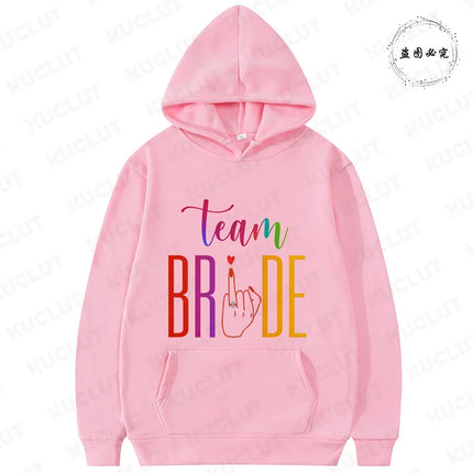 French Girls Hoodies: Future Bride & Team Bride Printed Pullover, Long Sleeve Sweatshirts for Bachelorette Party Single Farewell