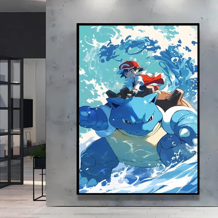 Japanese Anime Canvas Paintings Pokemon Pikachu Poster Cartoon Character Picture Bright and Clear Colors High Quality Home Decor